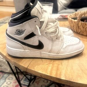 Nike Air Jordan’s Kids White and Black High-Top Sneakers